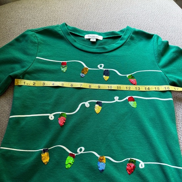 Francesca's Collections Holiday Christmas Lights Green Long Sleeve XS Sweater - Picture 5 of 6